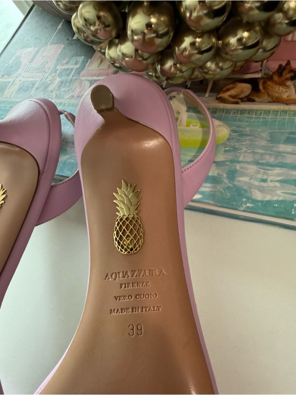Aquazzura So Nude Petal Rode Sandal, Pink Slingback Kitten Heel EU 39 US 9 - Picture 7 of 9